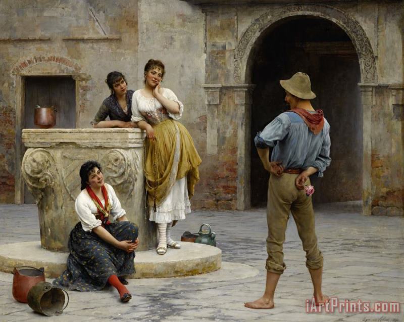 Eugen von Blaas Flirtation, 1894 Art Painting