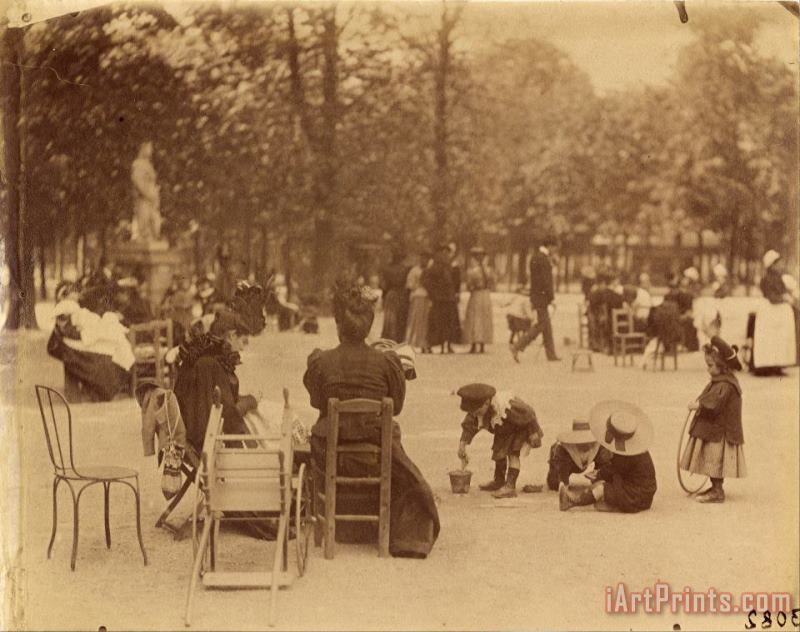 Eugene Atget Women And Children in The Luxembourg Gardens Art Painting