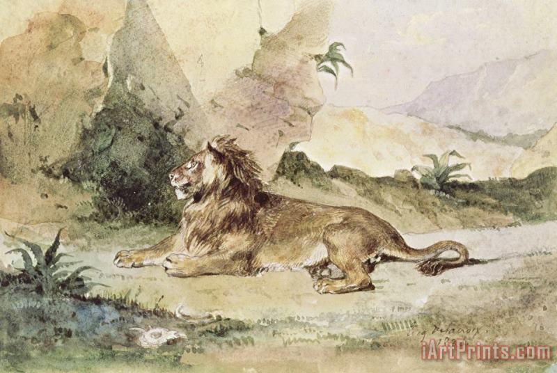 A Lion in The Desert painting - Eugene Delacroix A Lion in The Desert Art Print
