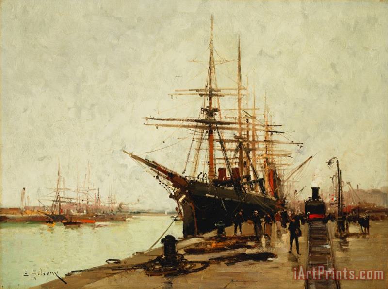 A Harbour painting - Eugene Galien-Laloue A Harbour Art Print