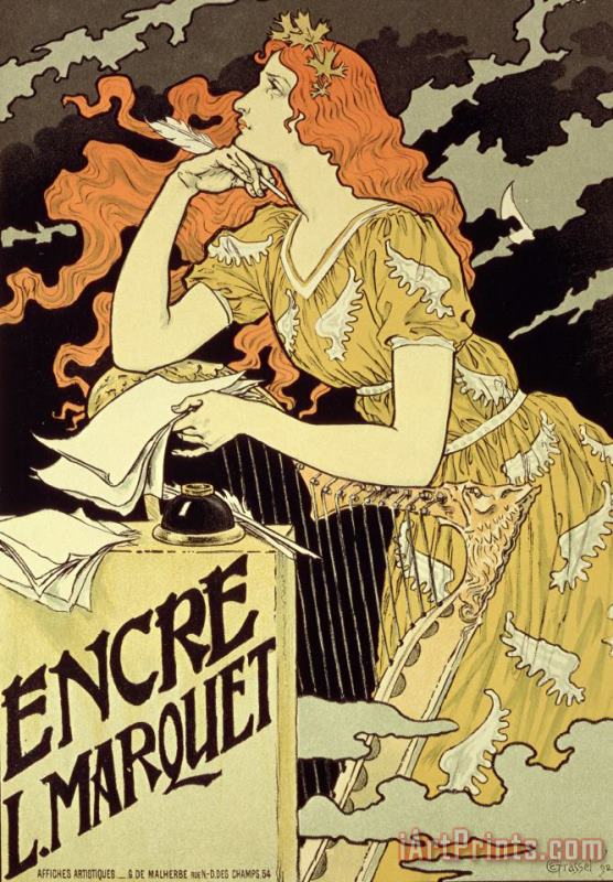 Eugene Grasset Reproduction Of A Poster Advertising 'marquet Ink' Art Print