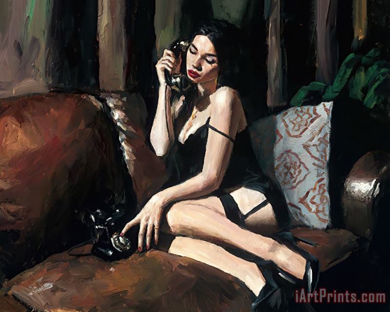 Black Phone VII painting - Fabian Perez Black Phone VII Art Print