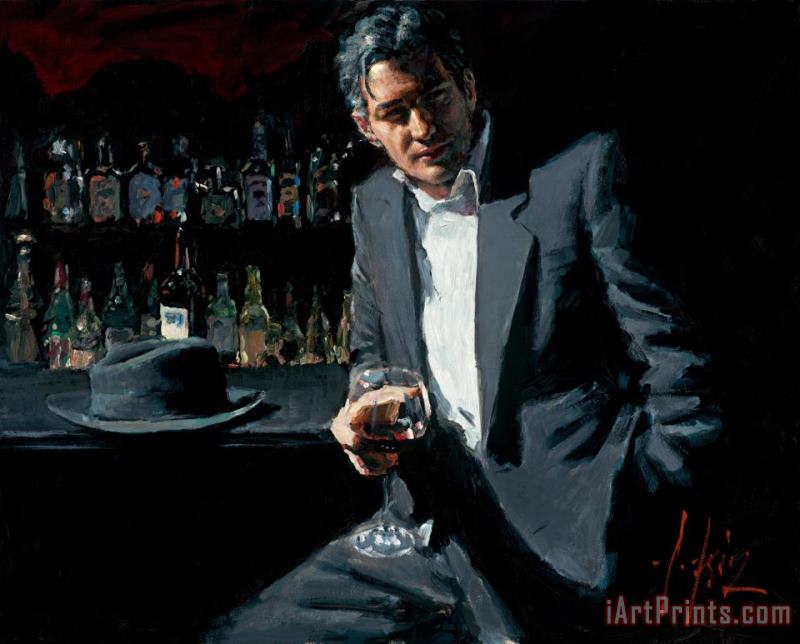 Fabian Perez Black Suit Red Wine Art Painting