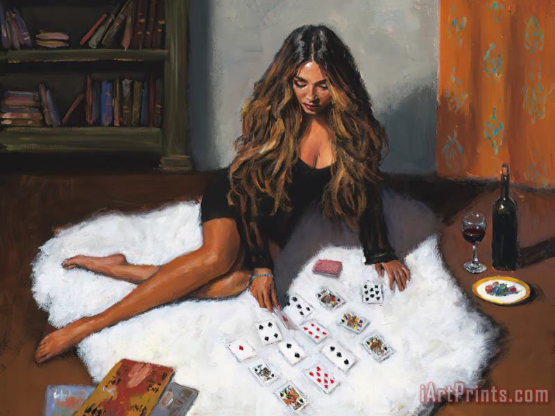 Fabian Perez Girl Playing Poker Art Painting