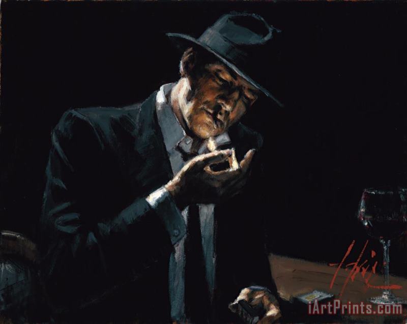 Fabian Perez Man Lighting a Cigarette Art Painting
