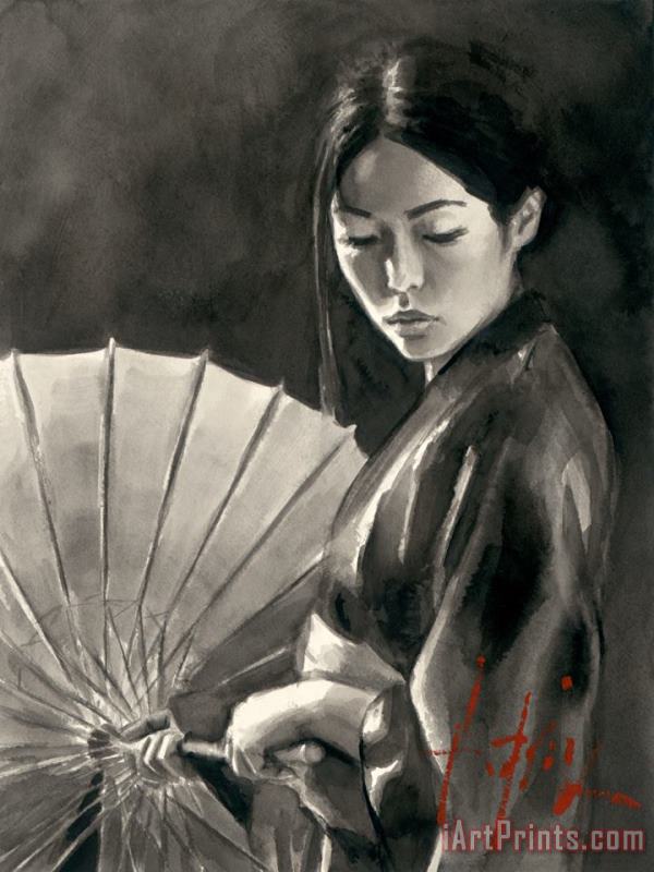 Michiko with Umbrella II painting - Fabian Perez Michiko with Umbrella II Art Print