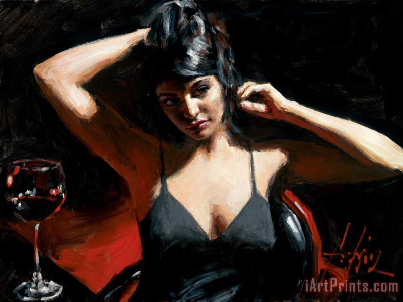 Saba at Las Brujas with Red Wine painting - Fabian Perez Saba at Las Brujas with Red Wine Art Print