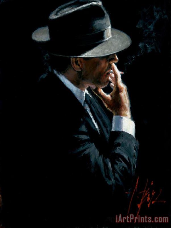 Smoking Under The Light painting - Fabian Perez Smoking Under The Light Art Print
