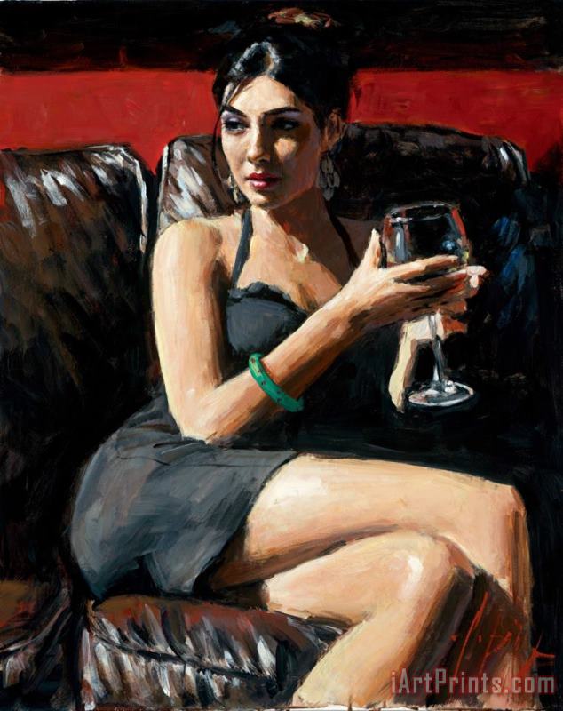 Fabian Perez Tess on Leather Couch Art Print