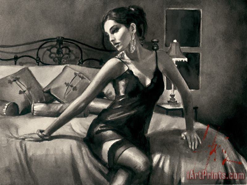 Fabian Perez Tess on Red Bed Art Painting