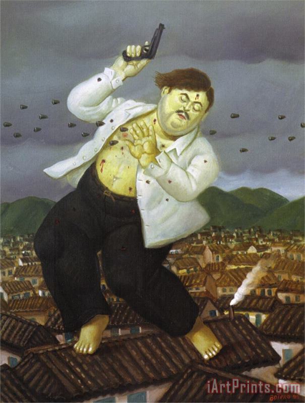 fernando botero Death of Pablo Escobar Art Painting