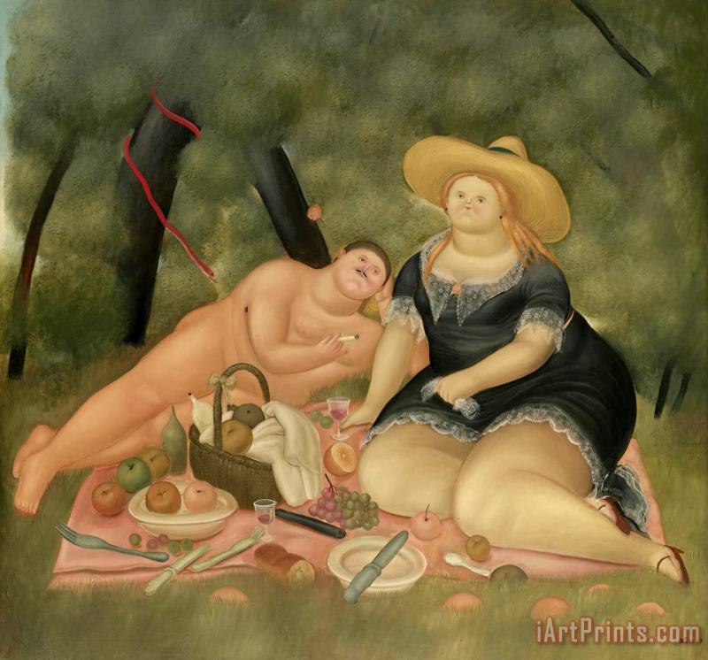 Le Dejeuner Sur L'herbe, 2009 painting - Fernando Botero Le Dejeuner Sur L'herbe, 2009 Art Print