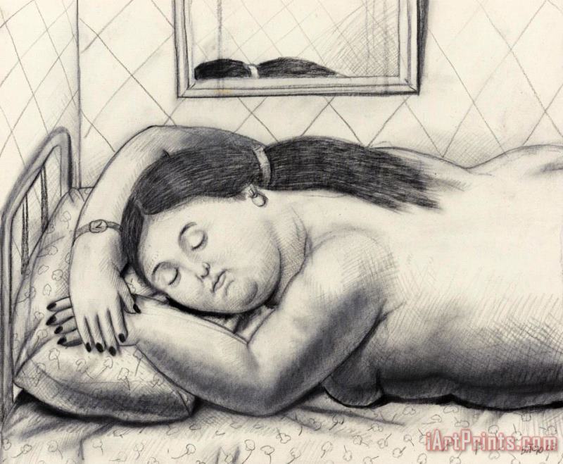 Mujer Dormida Sobre Una Cama, 2003 painting - Fernando Botero Mujer Dormida Sobre Una Cama, 2003 Art Print