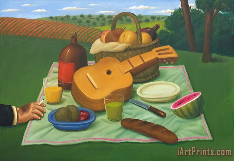 Picnic, 2002 painting - Fernando Botero Picnic, 2002 Art Print