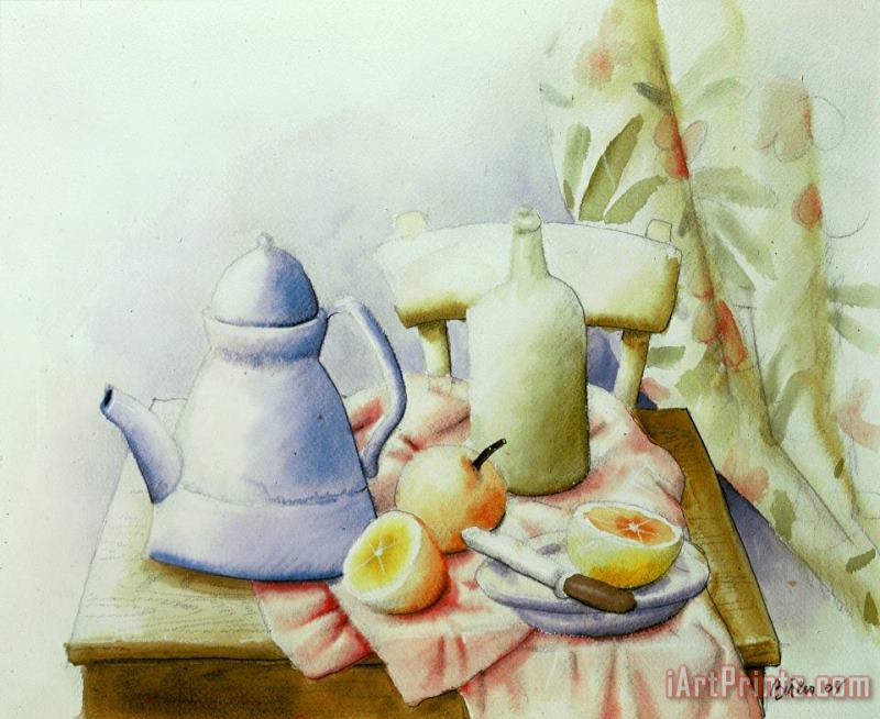 Still Life with Coffee Pot, 2004 painting - Fernando Botero Still Life with Coffee Pot, 2004 Art Print
