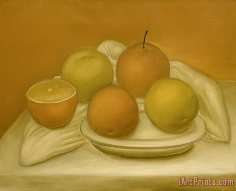 Still Life with Oranges, 1969 painting - Fernando Botero Still Life with Oranges, 1969 Art Print