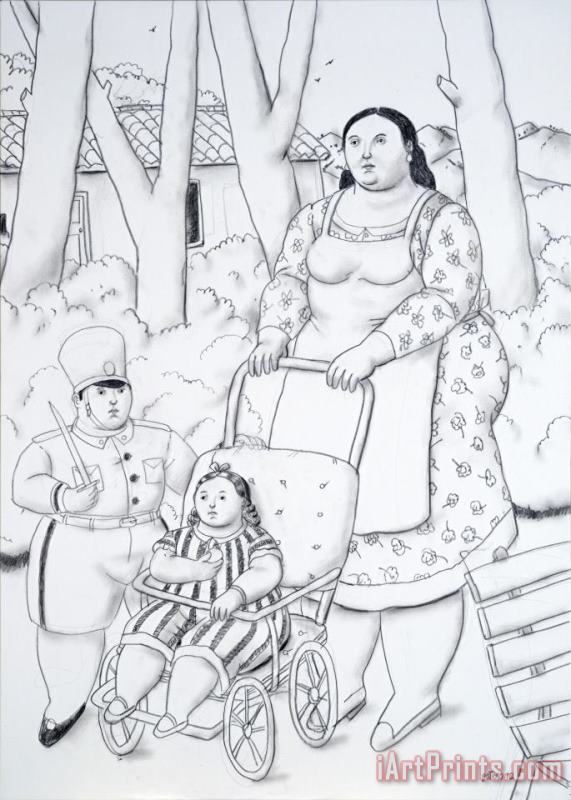The Nanny, 2012 painting - Fernando Botero The Nanny, 2012 Art Print
