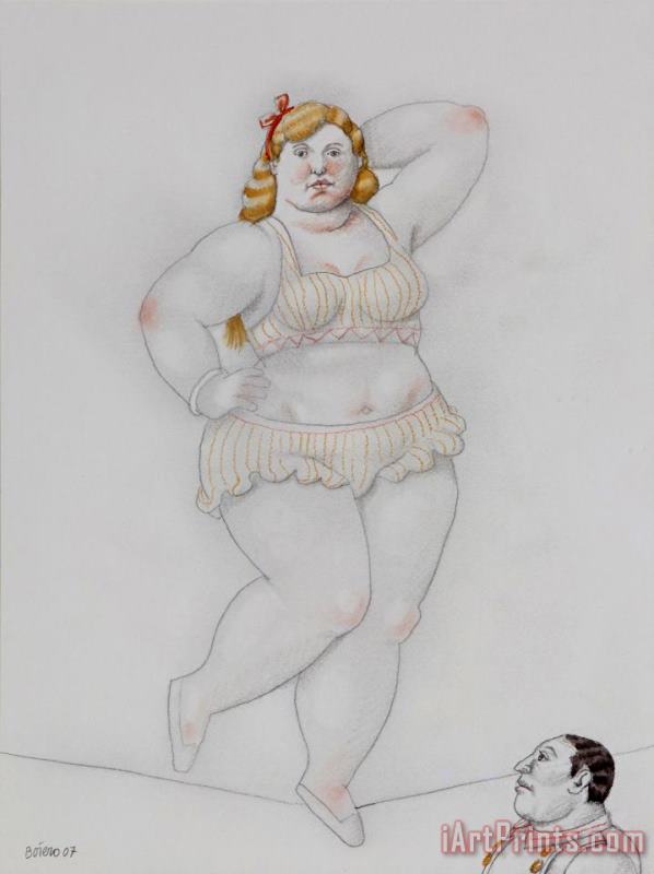 Tightrope Walker, 2007 painting - Fernando Botero Tightrope Walker, 2007 Art Print