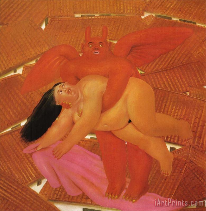 Woman Abducted by The Demon painting - fernando botero Woman Abducted by The Demon Art Print
