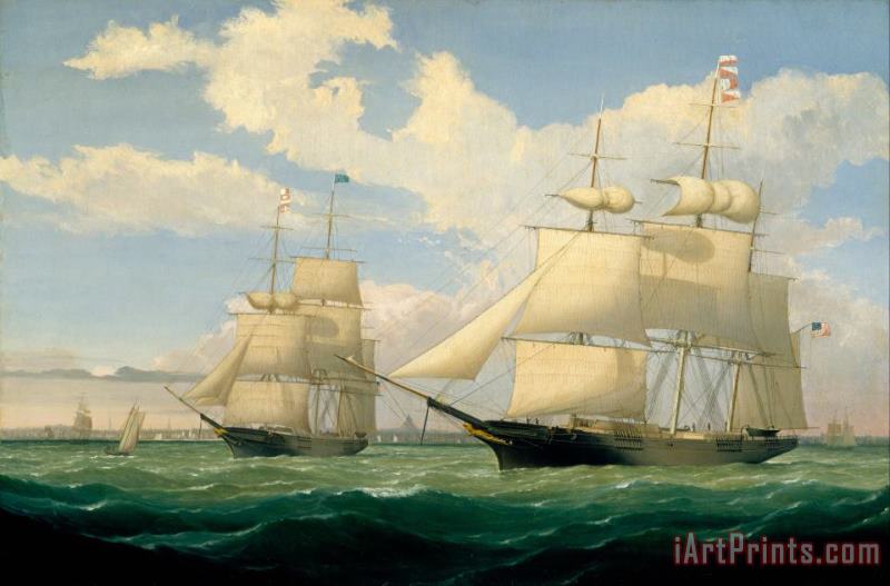 Fitz Henry Lane The Ships Winged Arrow And Southern Cross in Boston Harbor Art Print