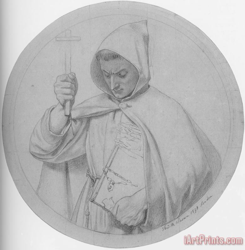 Ford Madox Brown Study of a Monk, Representing Catholic Faith Art Print