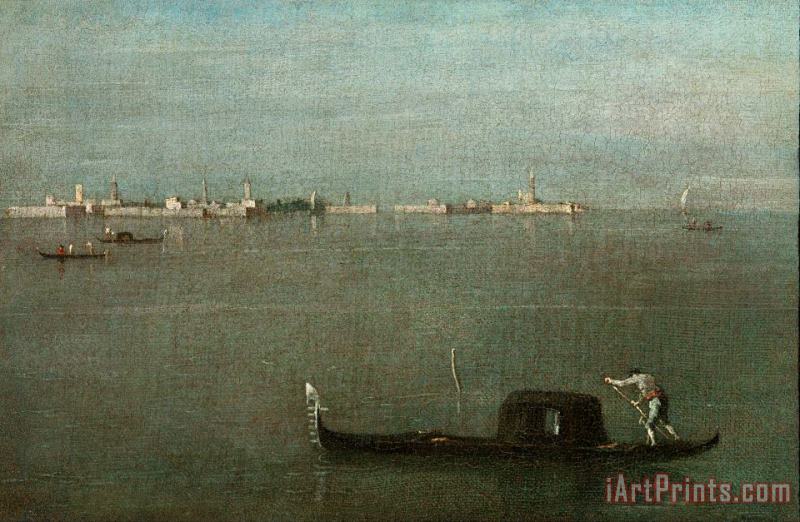 Gondolas on The Lagoon (grey Lagoon) painting - Francesco Guardi Gondolas on The Lagoon (grey Lagoon) Art Print