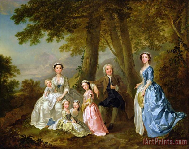 Samuel Richardson seated with his family painting - Francis Hayman Samuel Richardson seated with his family Art Print