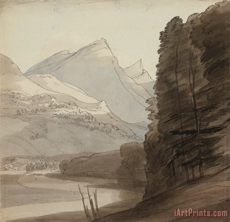 On The Side of The Rhine Near The Source, Light Coming From The Right painting - Francis Swaine On The Side of The Rhine Near The Source, Light Coming From The Right Art Print