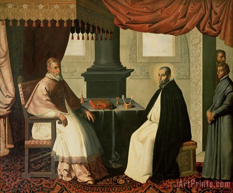 Saint Bruno and Pope Urban II painting - Francisco de Zurbaran Saint Bruno and Pope Urban II Art Print