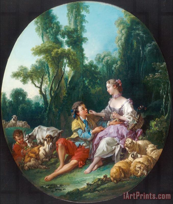 Francois Boucher Are They Thinking About The Grape (pensent Ils Au Raisin ) Art Painting
