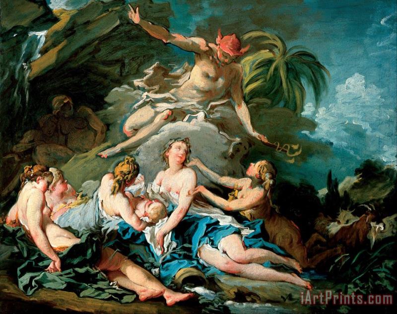 Francois Boucher Mercury Entrusting The Infant Bacchus to The Nymphs of Nysa Art Painting