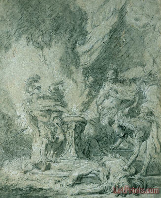 Mucius Scaevola Putting His Hand in The Fire painting - Francois Boucher Mucius Scaevola Putting His Hand in The Fire Art Print