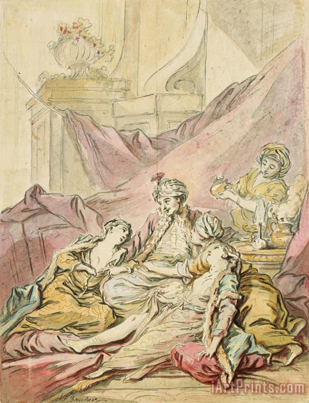 Francois Boucher The Pasha in His Harem, C. 1735 1739 Art Print