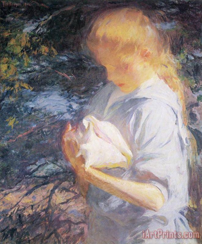 Eleanor Holding a Shell painting - Frank Weston Benson Eleanor Holding a Shell Art Print