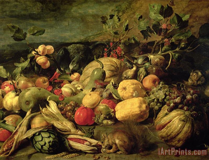 Frans Snyders Still Life of Fruits and Vegetables Art Painting