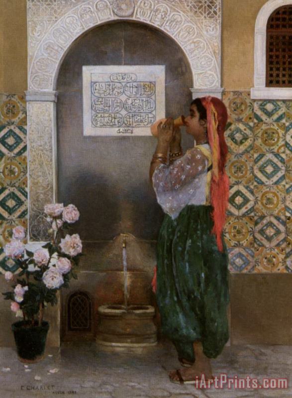 Frantz Charlet Algerian Girl Beside a Fountain Art Print
