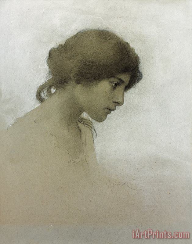 Franz Dvorak Head of a Girl Art Painting