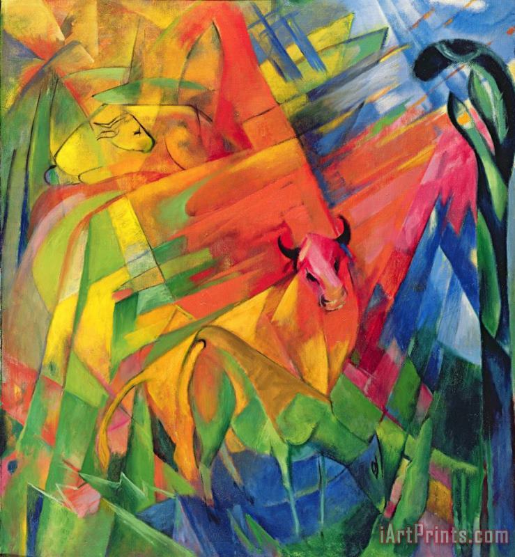 Franz Marc Animals in a Landscape Art Painting