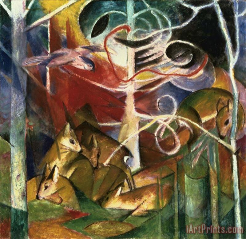 Deer in The Forest I painting - Franz Marc Deer in The Forest I Art Print