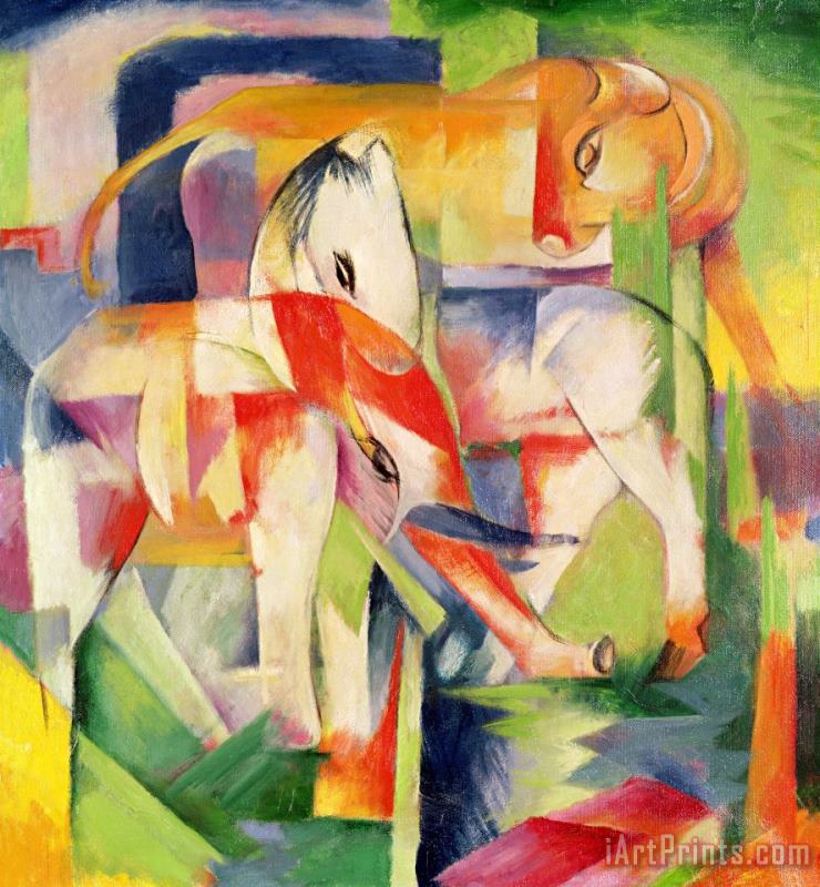 Elephant Horse and Cow painting - Franz Marc Elephant Horse and Cow Art Print