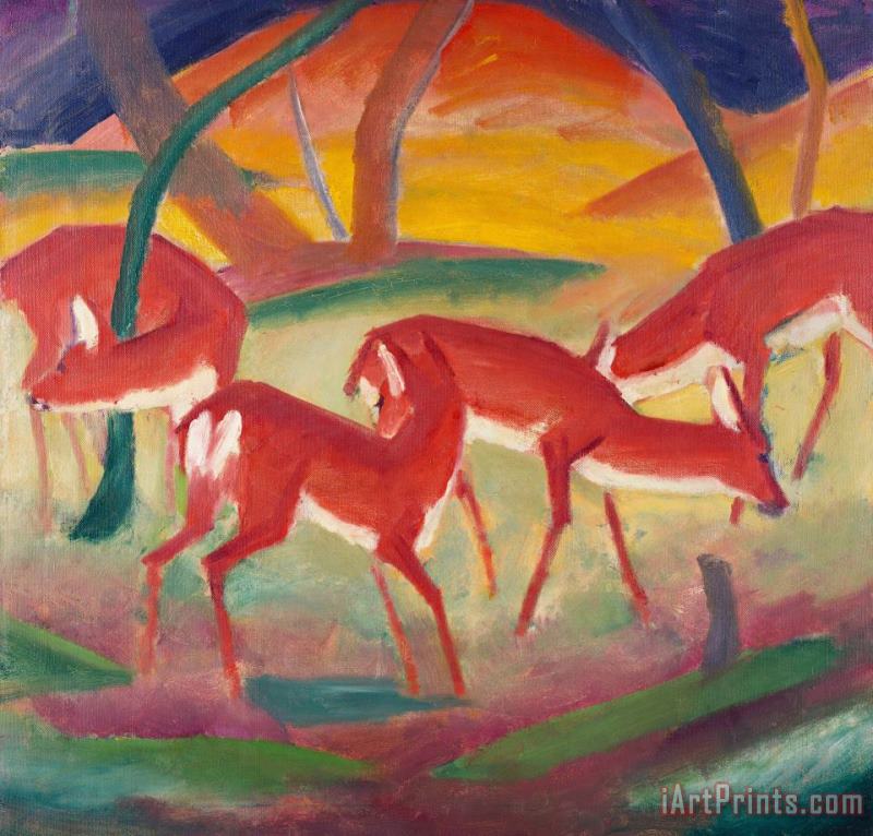 Red Deer 1 painting - Franz Marc Red Deer 1 Art Print