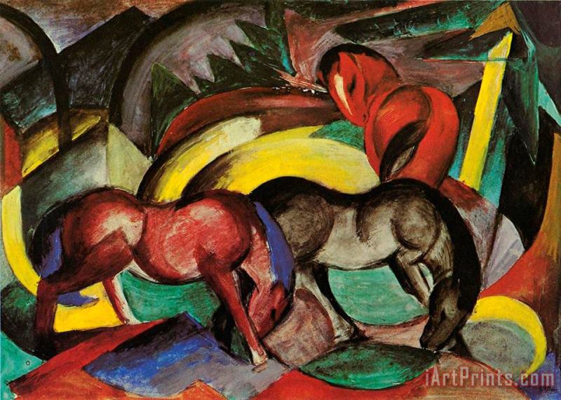 Three Horses painting - Franz Marc Three Horses Art Print