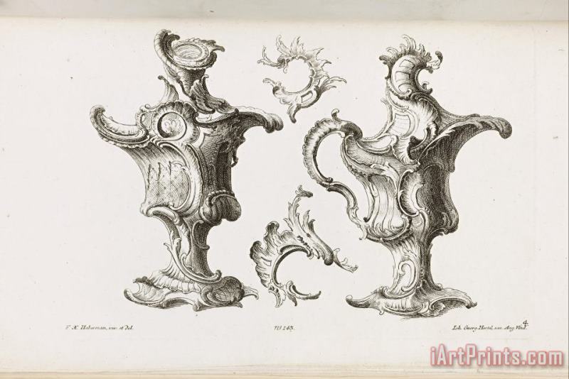 Two Designs for Ewer Shaped Ornaments painting - Franz Xaver Habermann Two Designs for Ewer Shaped Ornaments Art Print