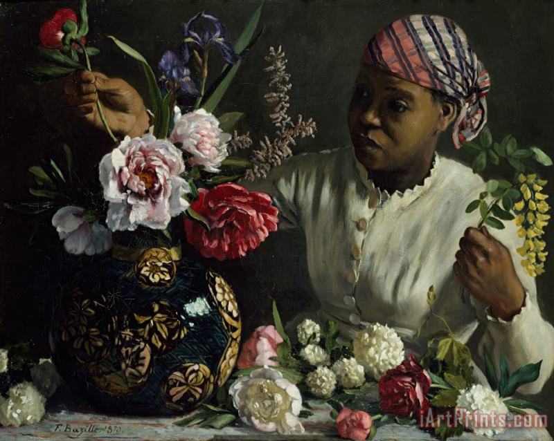Frederic Bazille Woman With Peonies Art Print