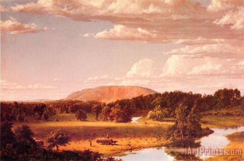Haying Near New Haven, West Rock painting - Frederic Edwin Church Haying Near New Haven, West Rock Art Print