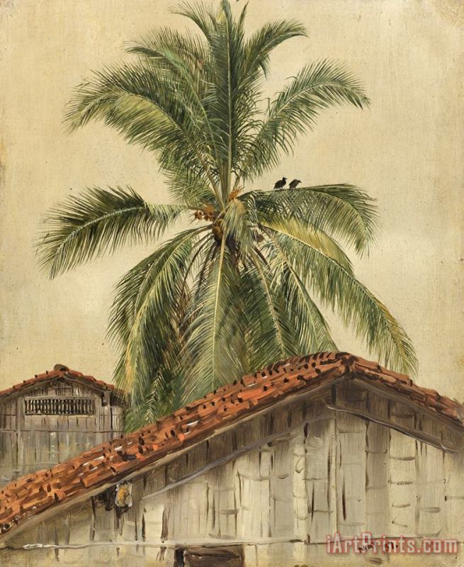 Frederic Edwin Church Palm Trees And Housetops, Ecuador Art Painting