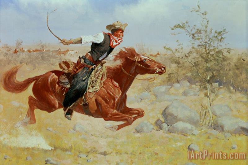 Frederic Remington Galloping Horseman Art Painting
