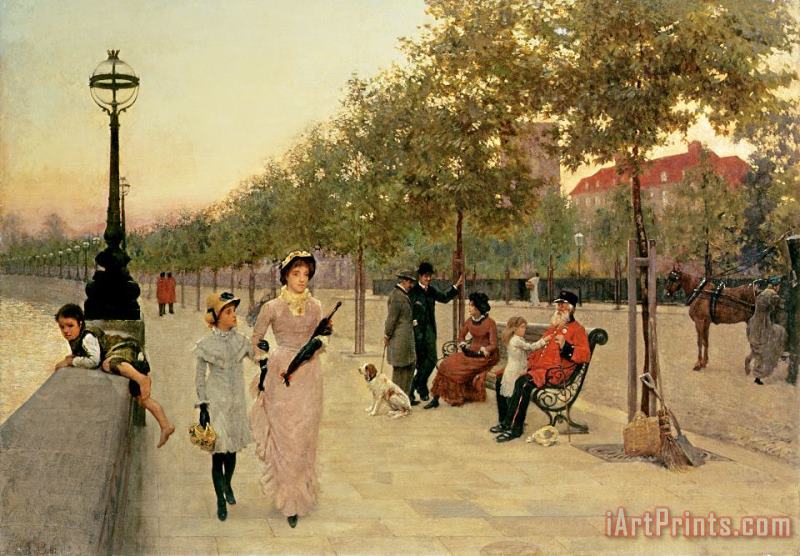 Frederick Brown Walk along the Embankment at Chelsea Art Painting