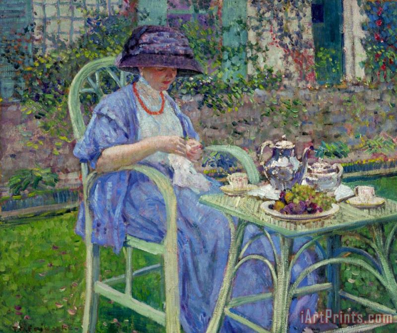 Breakfast in The Garden painting - Frederick Carl Frieseke Breakfast in The Garden Art Print