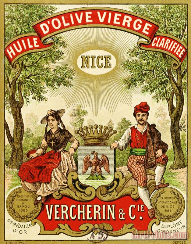French School Label For Vercherin Extra Virgin Olive Oil Art Painting